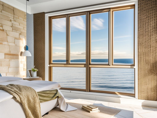 โมเดิร์นอัลลูมิเนียมที่อยู่อาศัยหน้าต่างเลื่อน กันน้ํา Woodgrain ปิด